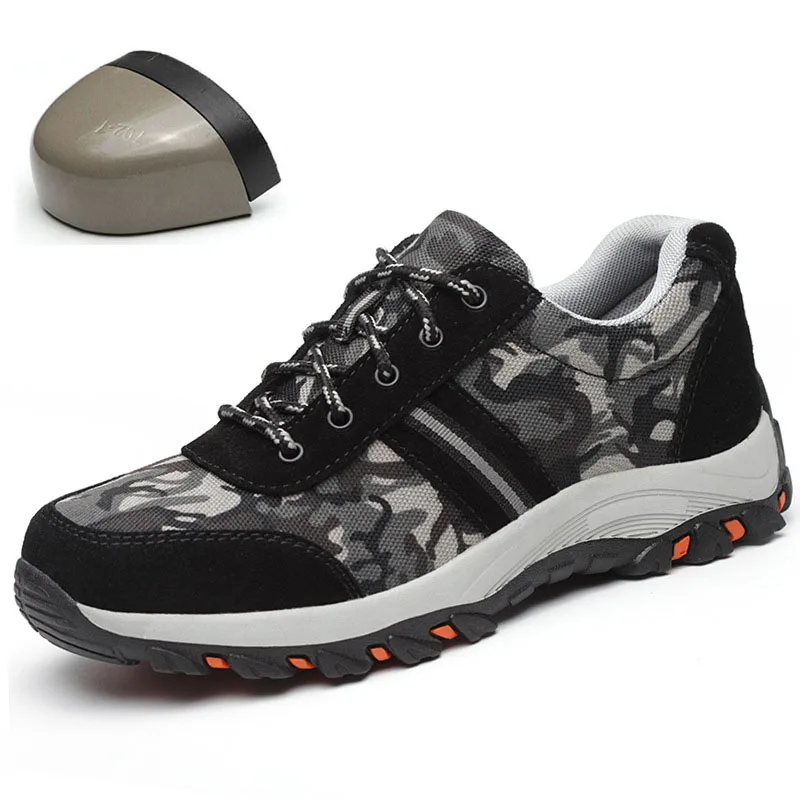 DAOKFPO Fashion safety shoes Men's camouflage canvas anti