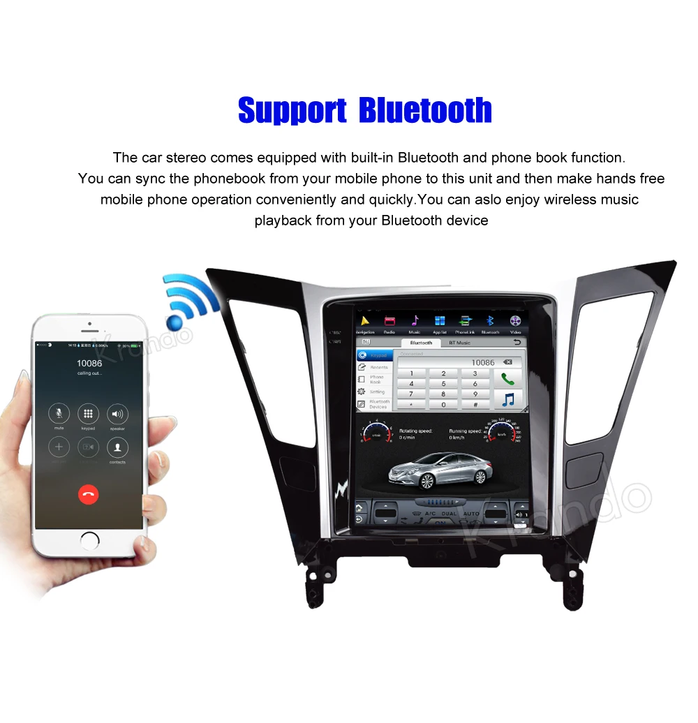 Cheap Krando Android 8.1 10.4" Tesla Vertical touch screen for Hyundai Sonata 8 2011-2014 car dvd gps radio player multimedia system 3