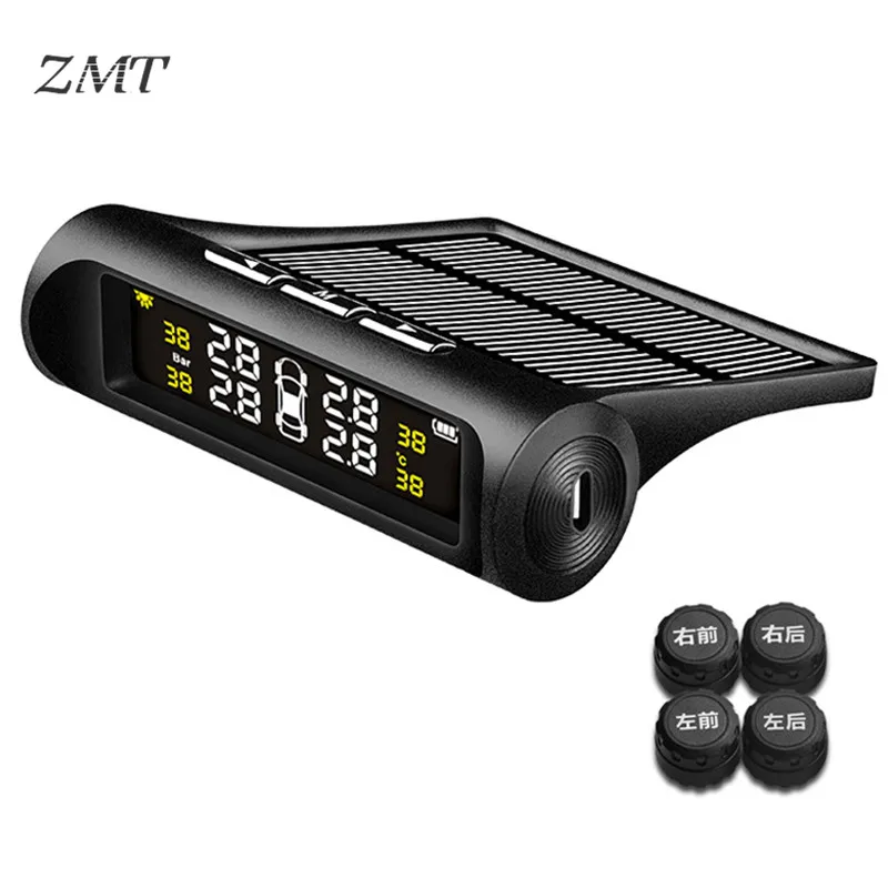 

Universal Tire Pressure Monitor Wireless External Sensor Auto TPMS Solar USB Charging Tire Pressure Monitoring System Q0248