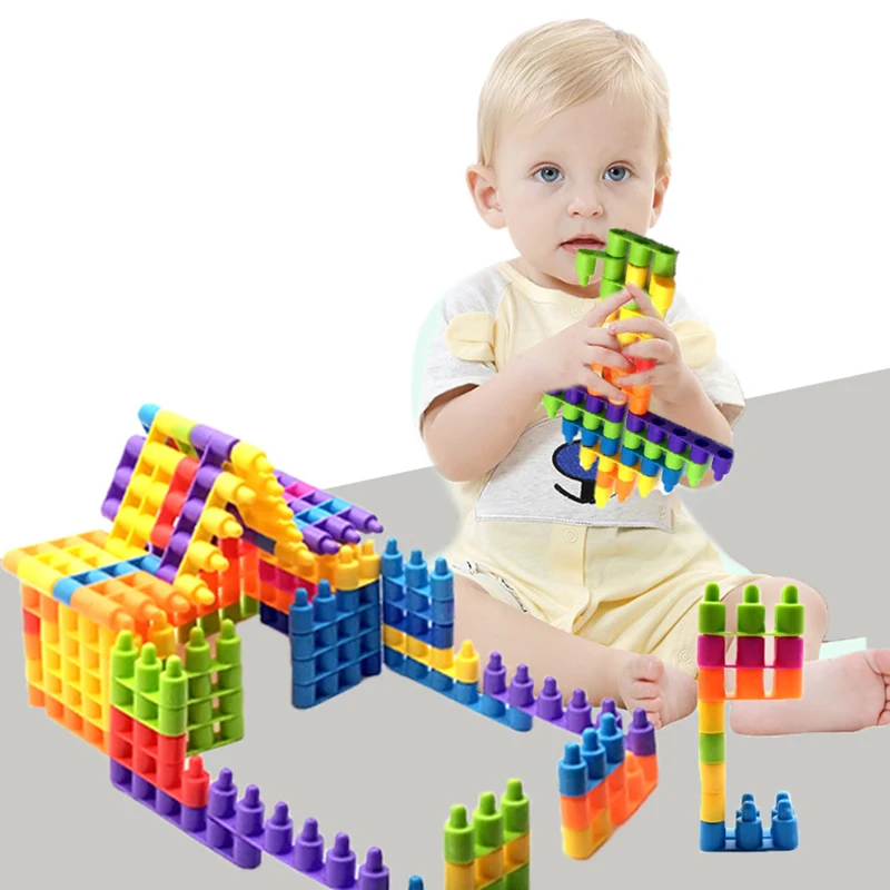 

Songge Plastic Building Blocks Bullet Interconnecting Blocks DIY Colorful Toys For Children Educational Toys Kids Gifts