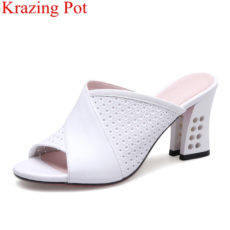 

2018 new arrival hollow peep toe strange style women sandals concise outside slipper slip on mules office lady summer shoes L31