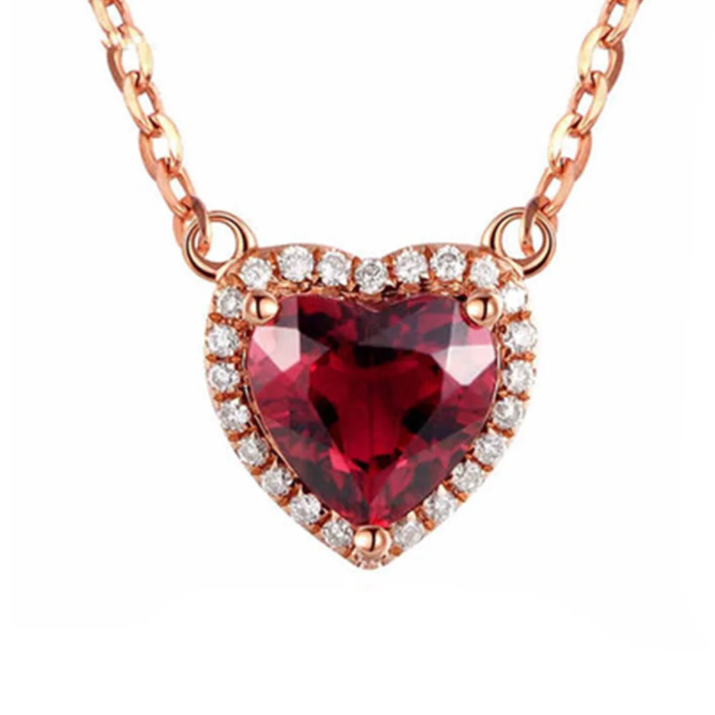 1pcs Red Crystal Zircon Necklace Heart Pendant Necklacein Pendant