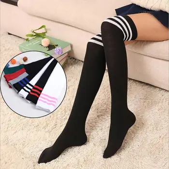 

Fashion Japanese Style Stockings Striped Over Knee Socks Girl Compression Hosiery Meias Cute Solid College Style Pantyhose CI161