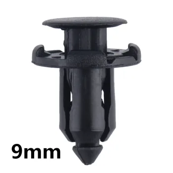 

100pcs Auto Car Parts Panel Trim Clips Plastic Rivet Fastener Fender Retainer Push Clips Bumper Radiator Grilles Black 9mm hole