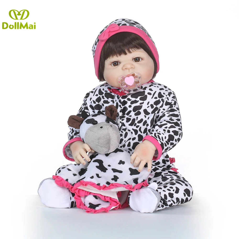 

23" Full Silicone Reborn Girl Baby Doll Lifelike modeling baby collectible dolls play house toys bonecas pink npk princess baby