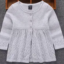 Мода Досуг осень чистый цвет трикотажный пуловер Свитера для детей хлопковый свитер Топ для девочек вязаный кардиган, свитер Дети спри