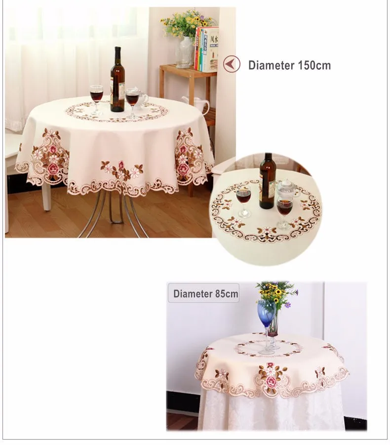Европейская круглая скатерть с вышивкой 220, цветок пиона, скатерть для обеденного стола, чайный столик, Рождественская скатерть, домашние скатерти