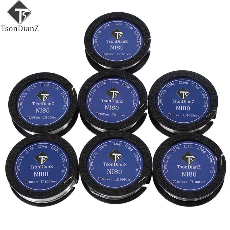 

10m/roll TsonDianZ Ni80 Electronic Cigarette 20g-22ga-32ga Heating Wire For RDA RTA Atomizer For DIY Prebuilt Coil Nichrome Wire
