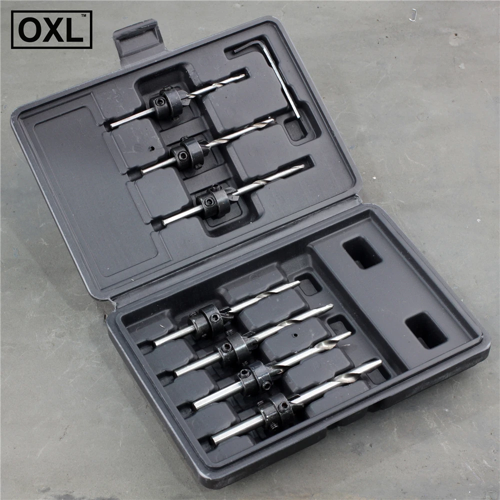 high speed steel 7 piece sets woodworking tapered drill wood screw countersink chamfering reaming and opener | Инструменты