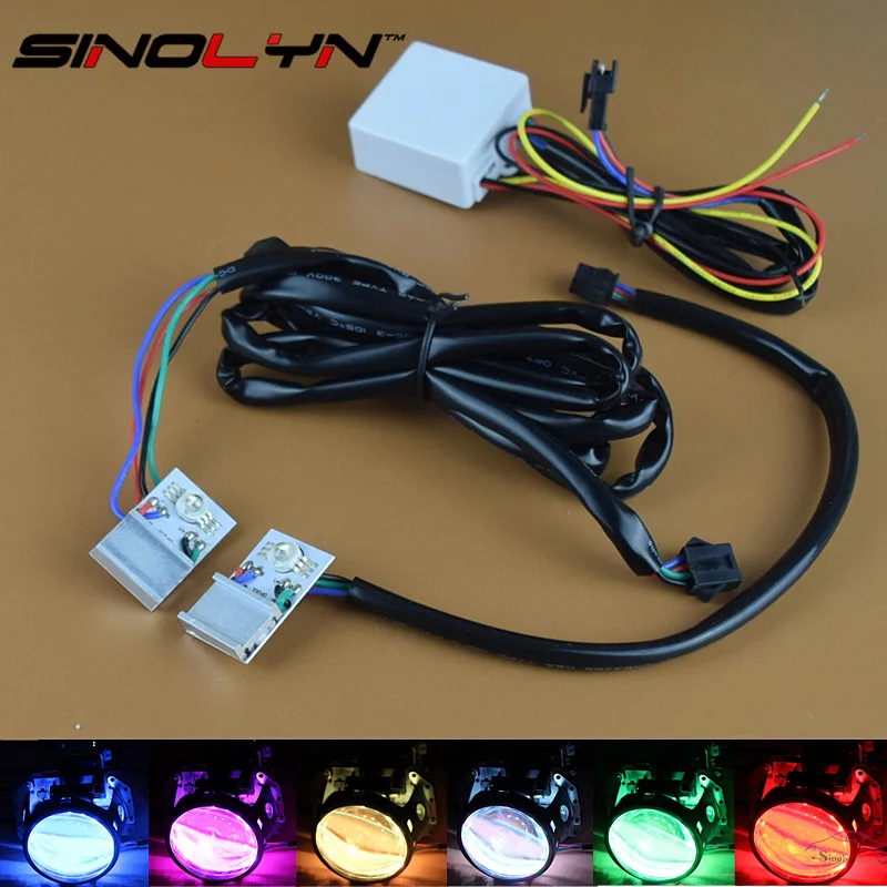 

Car Styling LED Multi Colors RGB Devil Eyes Demon Eye Color-Changing For Headlight Projector Lens Retrofit Blue Green Red Yellow