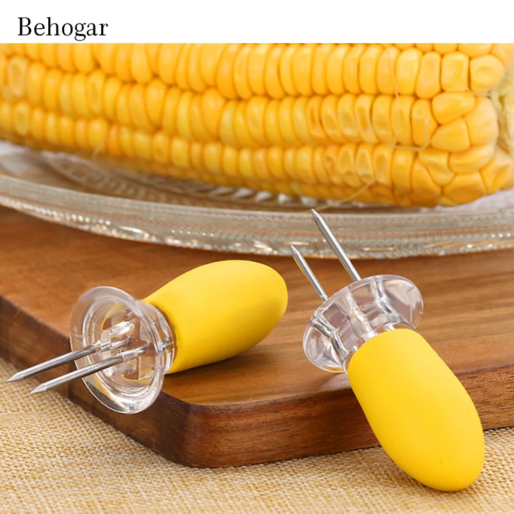 Behogar 10pc Portable Multi Function Stainless Steel Barbecue Skewers Corn Holder Fork Tools