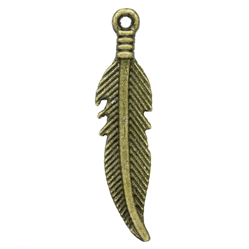 

Doreen Box Lovely Charm Pendants Feather Antique Bronze 27x6mm,100PCs (K02662)