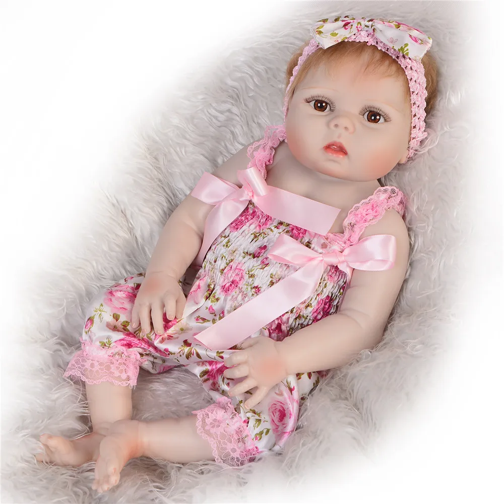 

23 Inch Bebes Reborn menina Doll Full Silicone Vinyl reborn baby dolls Realistic Princess Baby Toy Doll For Children's Day Gifts