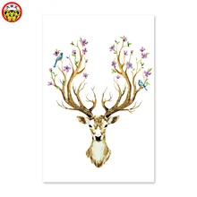Картина по номерам художественная краска по номерам олень и украшения птицы и головы оленя благоприятная, богатая и благородная