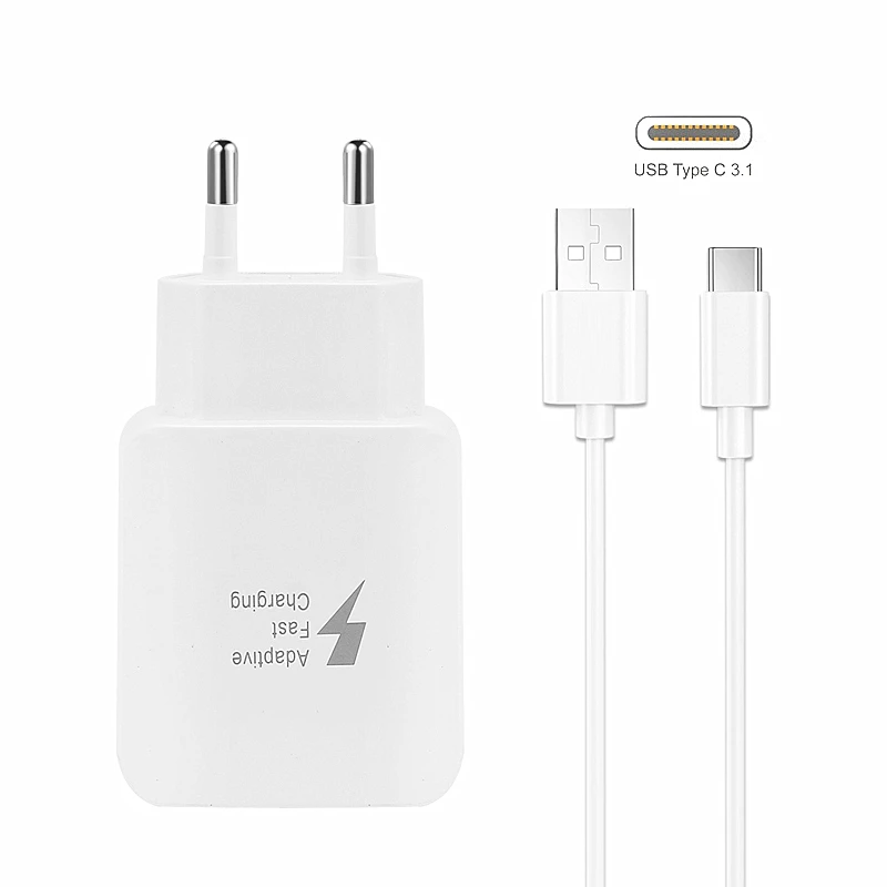 

9V 1.67A USB Adaptive Fast Charge Adapter + Micro/TYPE C Charger Cable For Samsung Galaxy A50 S10 Note 8 9 J2 J3 J5 J7 2016 2017