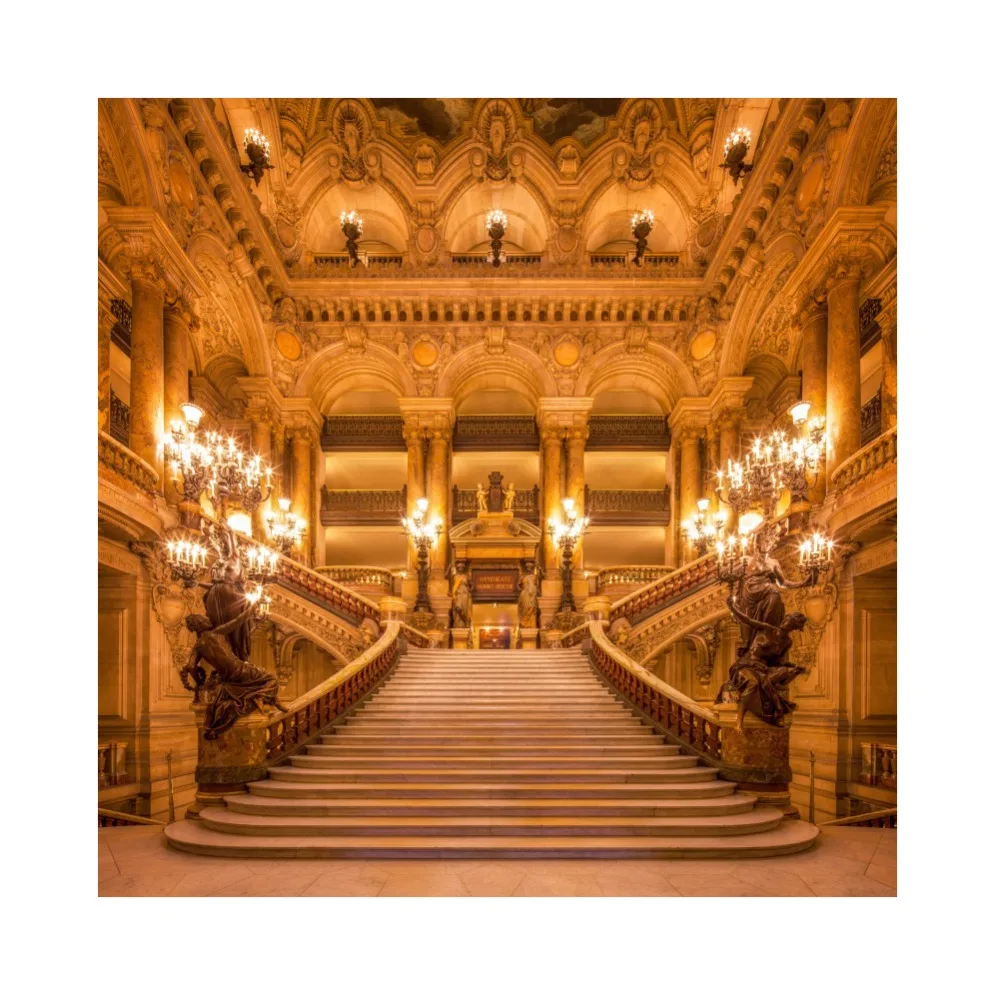 

Laeacco Old Vintage Palace Brilliant Staircase Light Torch Party Interior Photo Background Photography Backdrop For Photo Studio