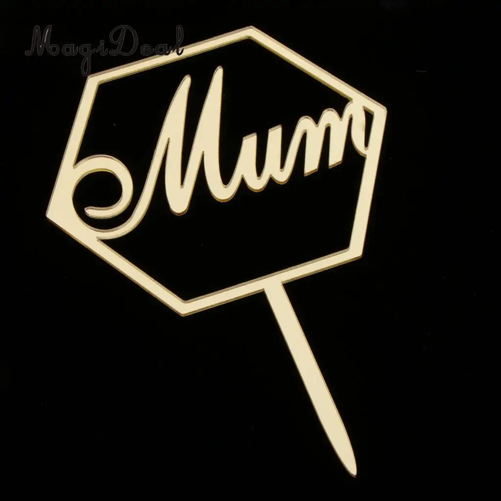 MagiDeal Love Mom Mum Acrylic Cake Topper Mothers Day Birthday Party Mirror Cake Baking Decoration Supplier