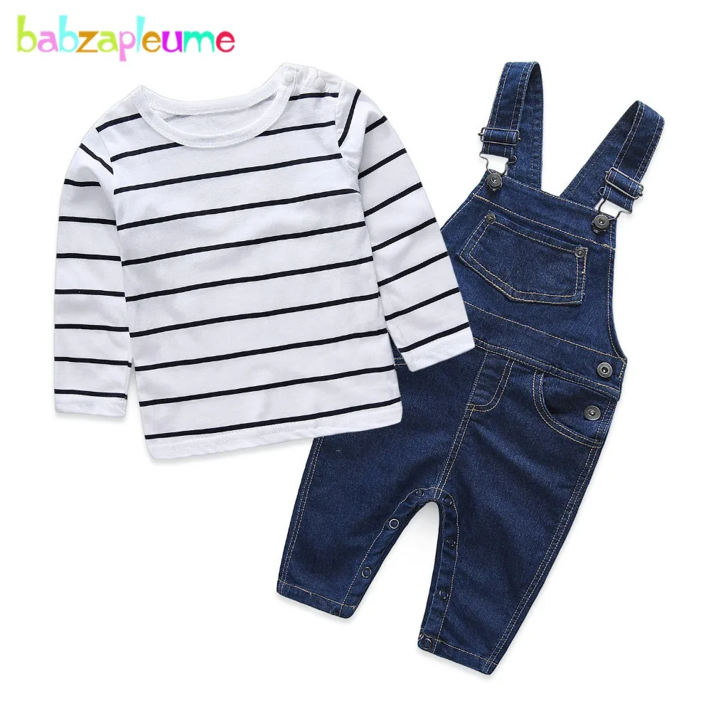 Boys Clothes Tshirts Plus Overalls Outfits Fall Winter Baby Infant Clothing Sets 