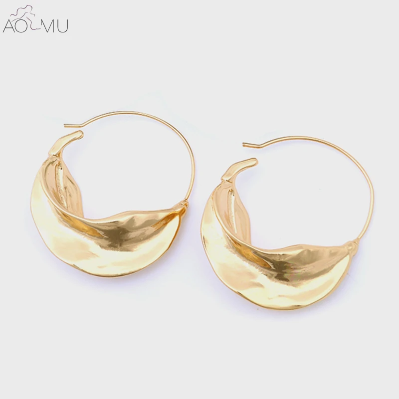 

AOMU Exaggerate Irregular Leaf Metal Geometric Oval Oversized Large Long Drop Earrings for Women Girl Party Big Jewelry