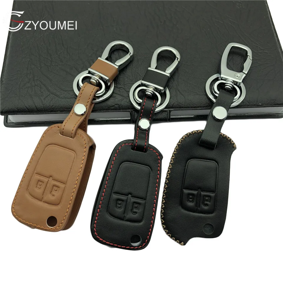 Buy Genuine Leather Car Key Cover Auto Key Ring Holder For Chevrolet Cruze OPEL