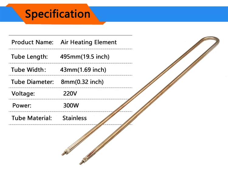1 год гарантии 300 Вт 220 В u-образная воздушная нагревательная трубка для машина для хот-догов U трубчатого типа нагревательный элемент холодный терминал высокого качества