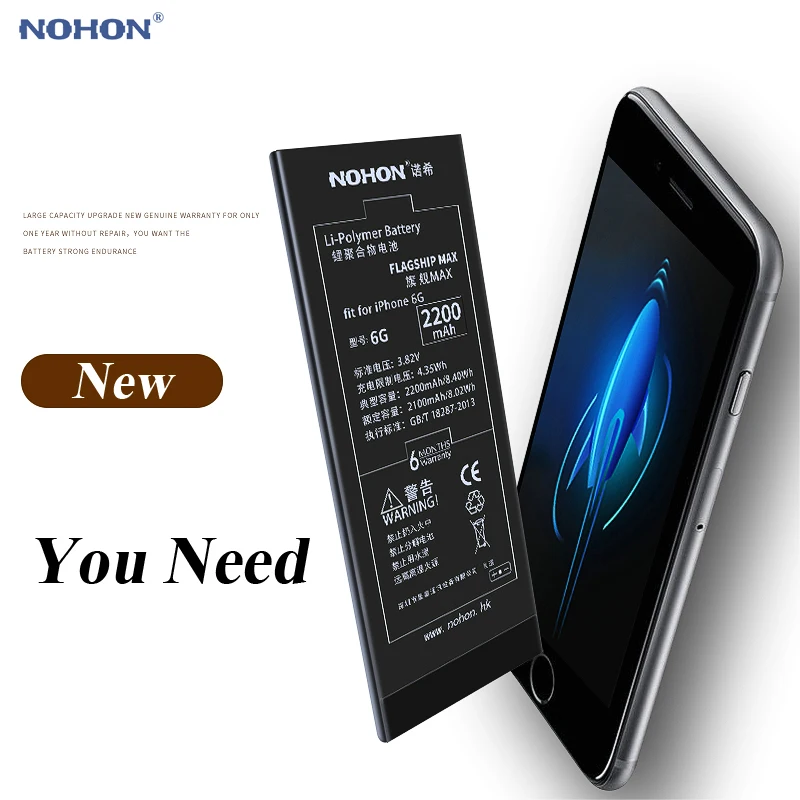 NOHON для Apple iPhone 6 6G iPhone6 батарея 2200mAh Высокая реальная емкость встроенный телефон