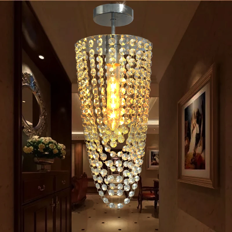 

LED Chrome Modern K9 crystal chandelier lighting led drop light AC110V-256V Transparent colorceiling light surface mounted