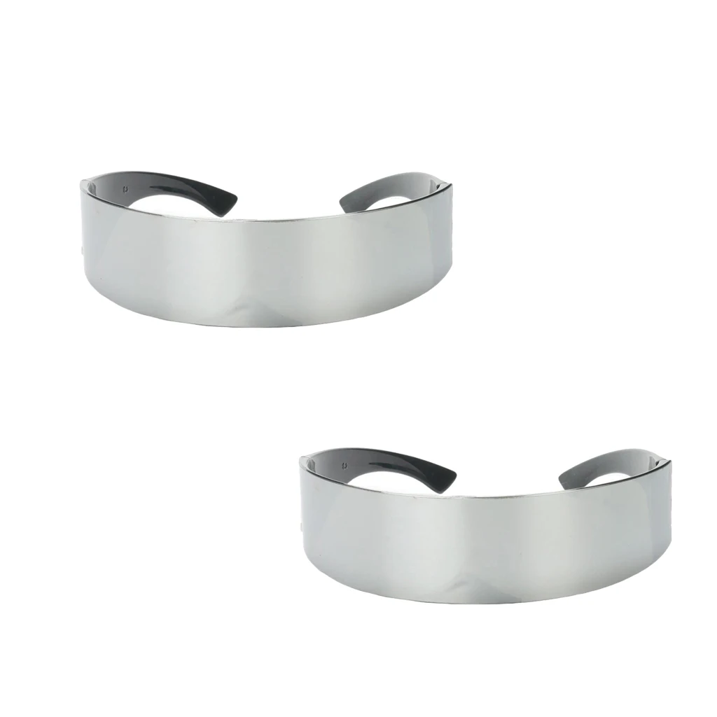 2 Pieces Novelty Metallic Silver Space Robot Party Eye Glasses Future Soldier Sunglasses Unisex Photo Prop Goggles