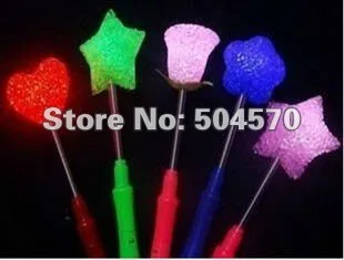 

10pcs/lot 24CM Glow Star Flower Rose Heart LED Glowing Stick Flashing Light Festival Concert Wedding Birthday Party Favors