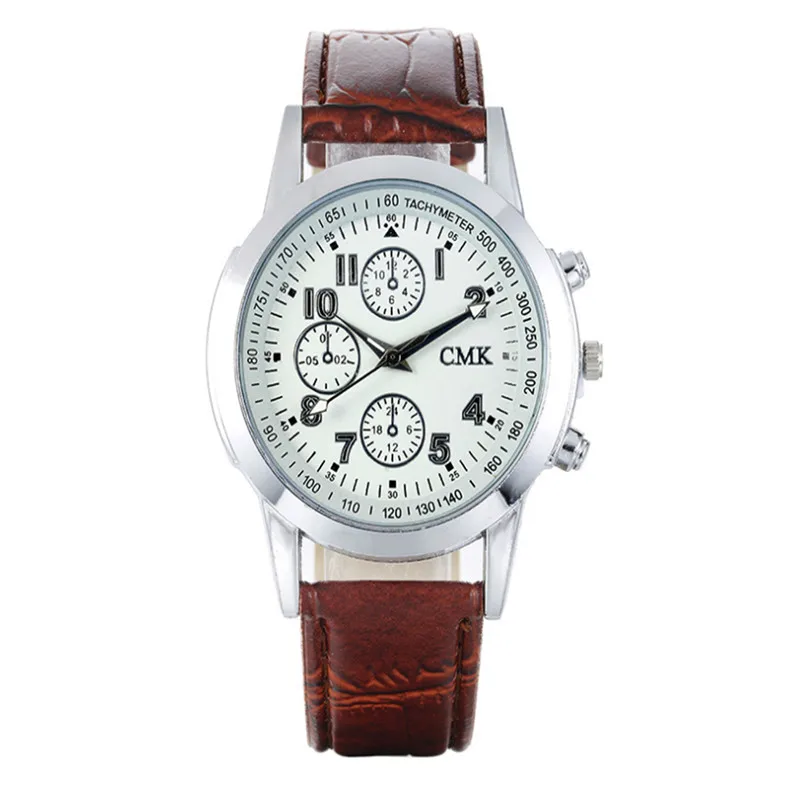 New Listing Geneva Men Watch Fashion Male QuartzWatch Three Eye Timing Digital Pointer Business Casual Leather Wrist Watch M22 (2)