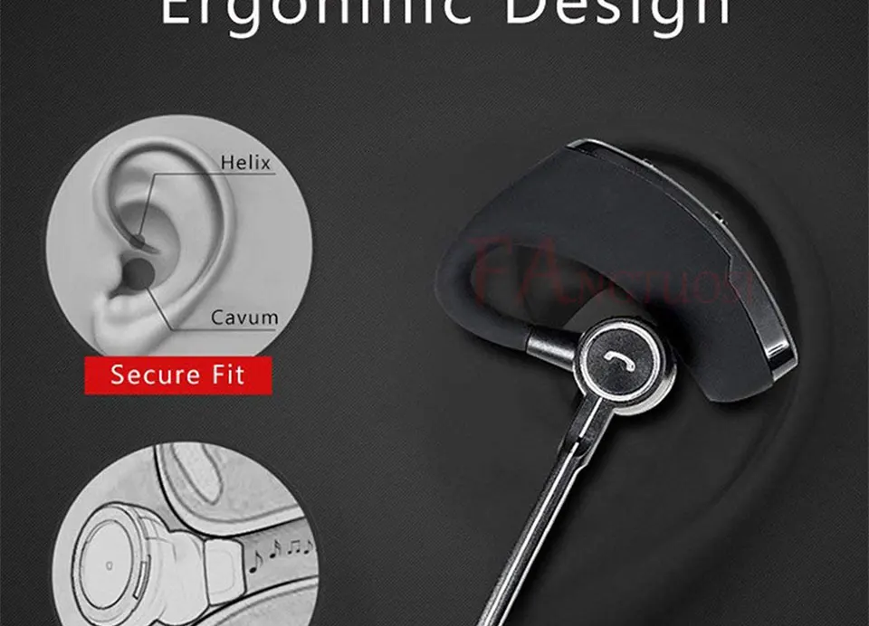 Business Bluetooth Car Earpiece Hands Free with mic ear-hook Earphone Headset Sadoun.com