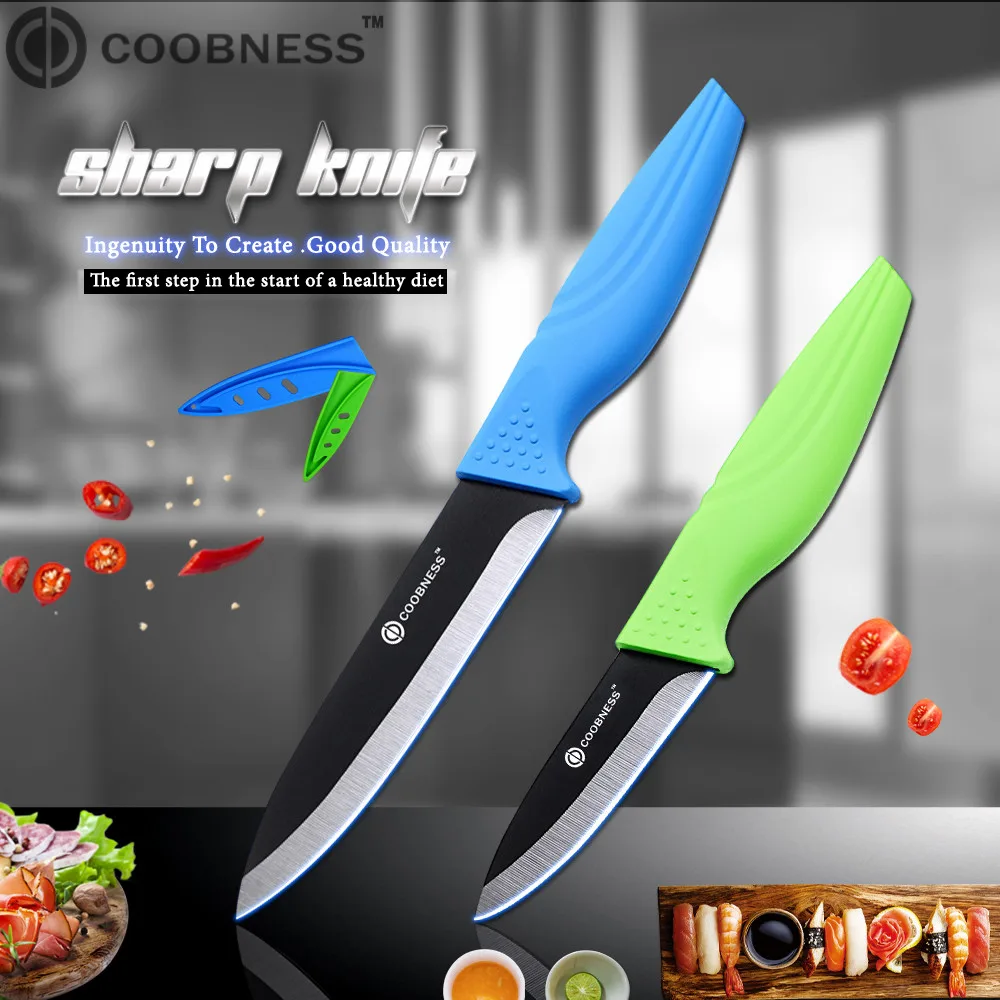 COOBNESS фирменные кухонные ножи 2 шт. керамический нож многоцветная ручка Черное