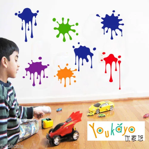 

7 PAINT SPLASH Vinyl Wall Art Decals Stickers Mural Stencil Shop Decor Color Dot