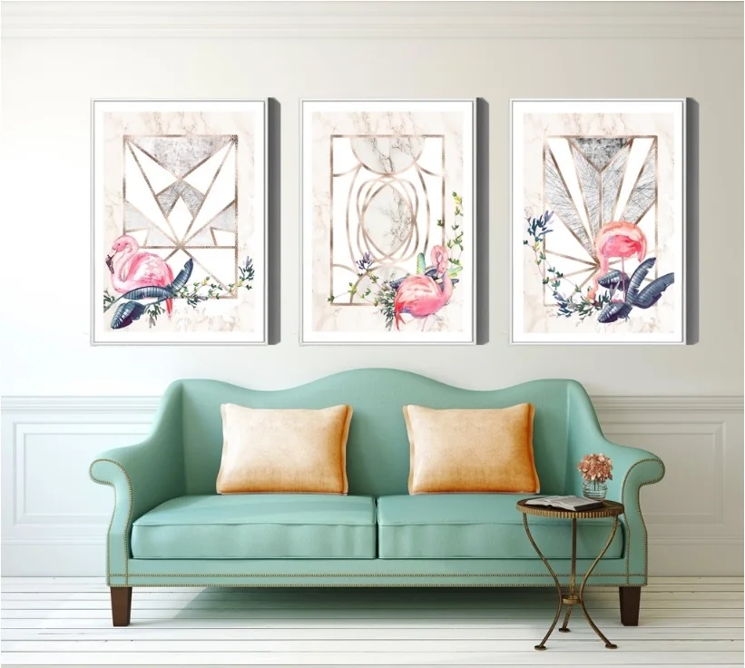 Nordic Style of Fresh Gold Foil Plant 3 Panels Canvas Painting Wall Art