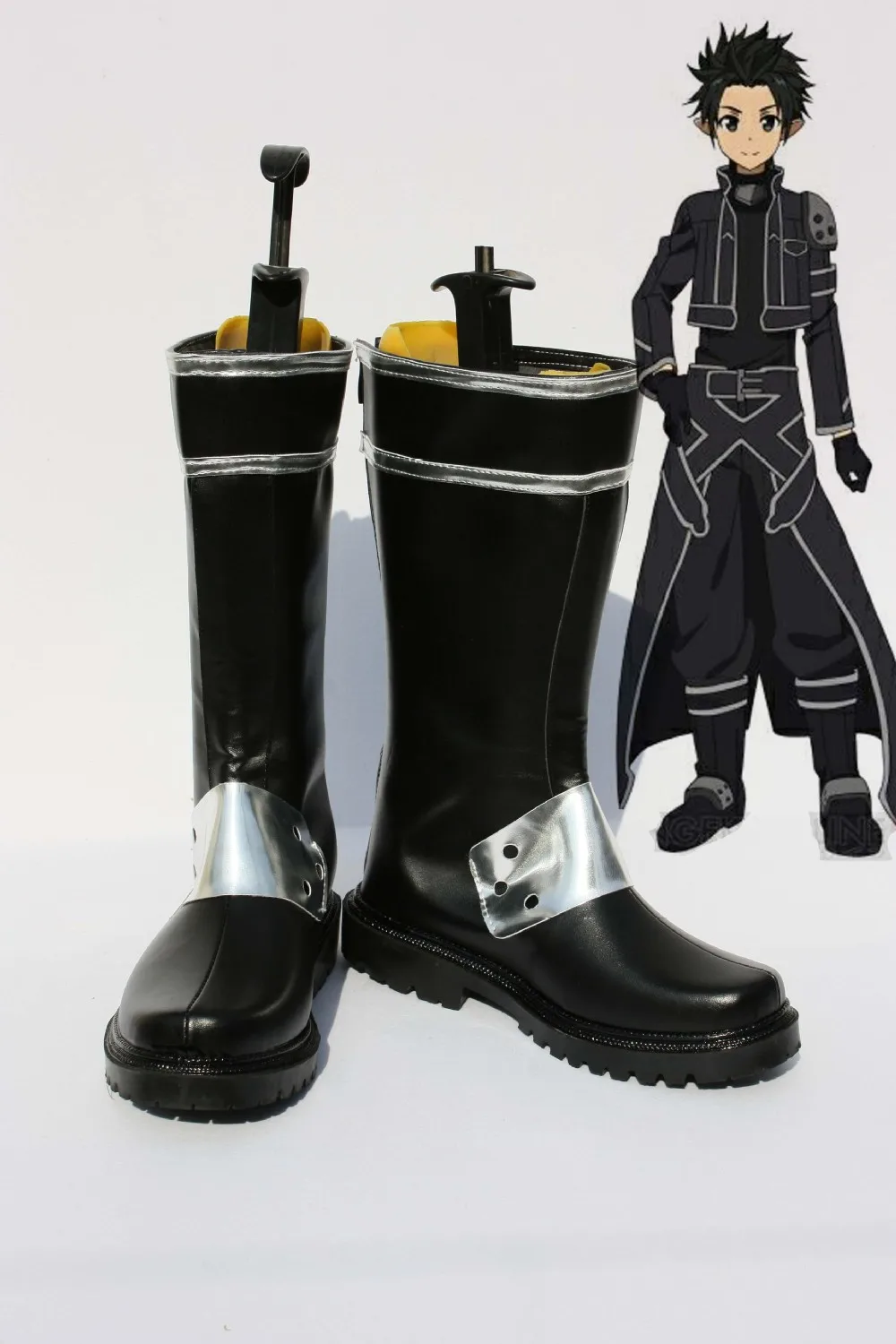 

Custom made long black Kirito Shoes from Sword Art Online Cosplay