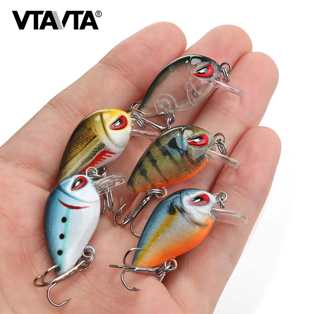 

VTAVTA 5pcs Mini Crankbait Fishing Lures 2.8cm 1.6g Topwater Hard Swimbait Wobblers Artificial Bait Fishing Tackle Lure Set Isca