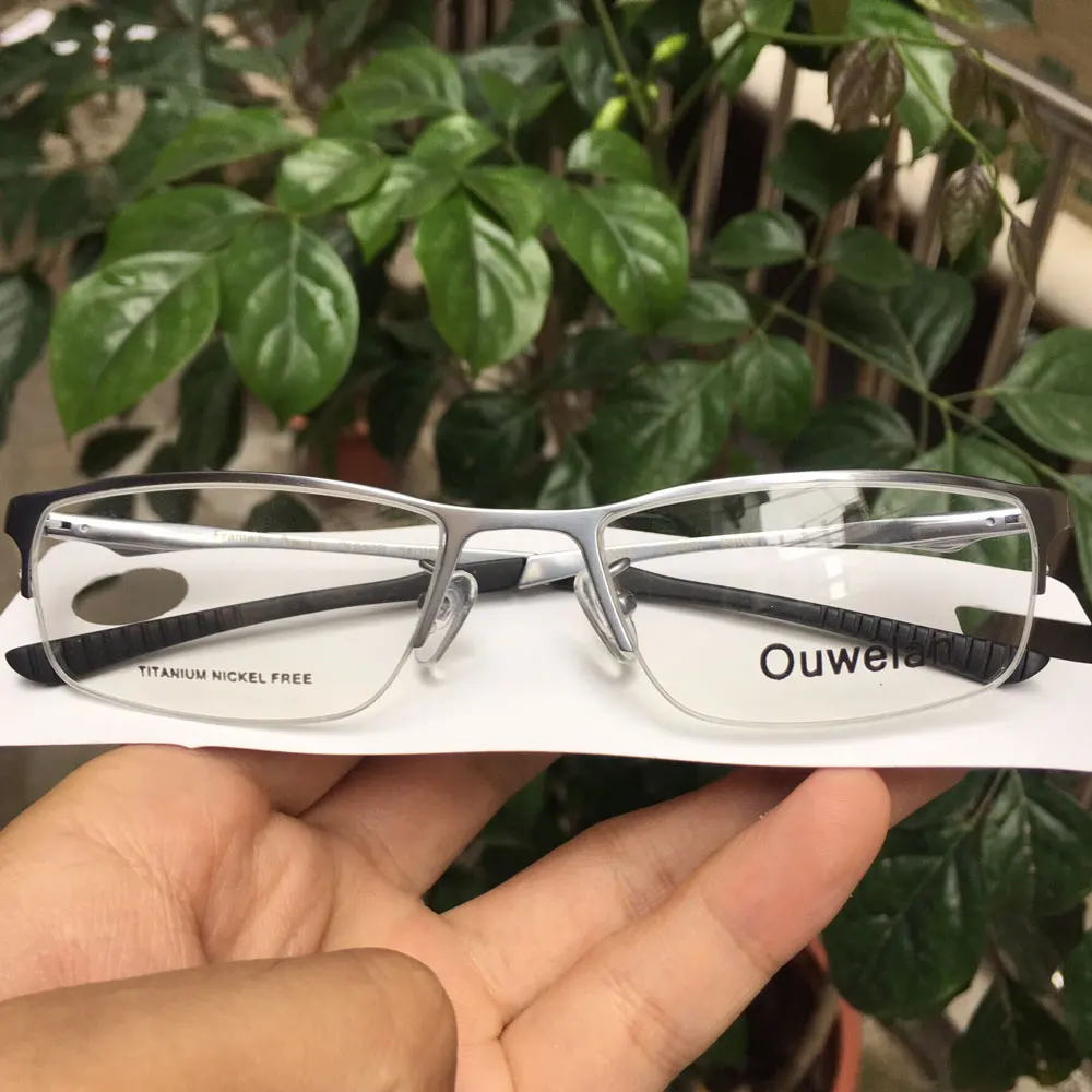 

Pure titanium glasses frames for men half rim silver sport style