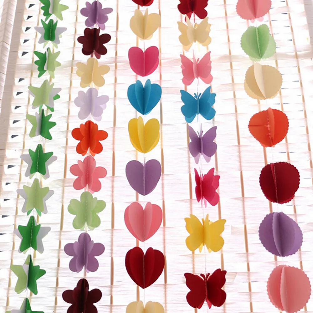 170cm colorful flora string star heart round flower butterfly shape hanging paper garlands wedding party birthday decoration - Cheap Decorations 170cm colorful flora string star heart round flower butterfly shape hanging paper garlands wedding party birthday decoration - Cheap Decorations