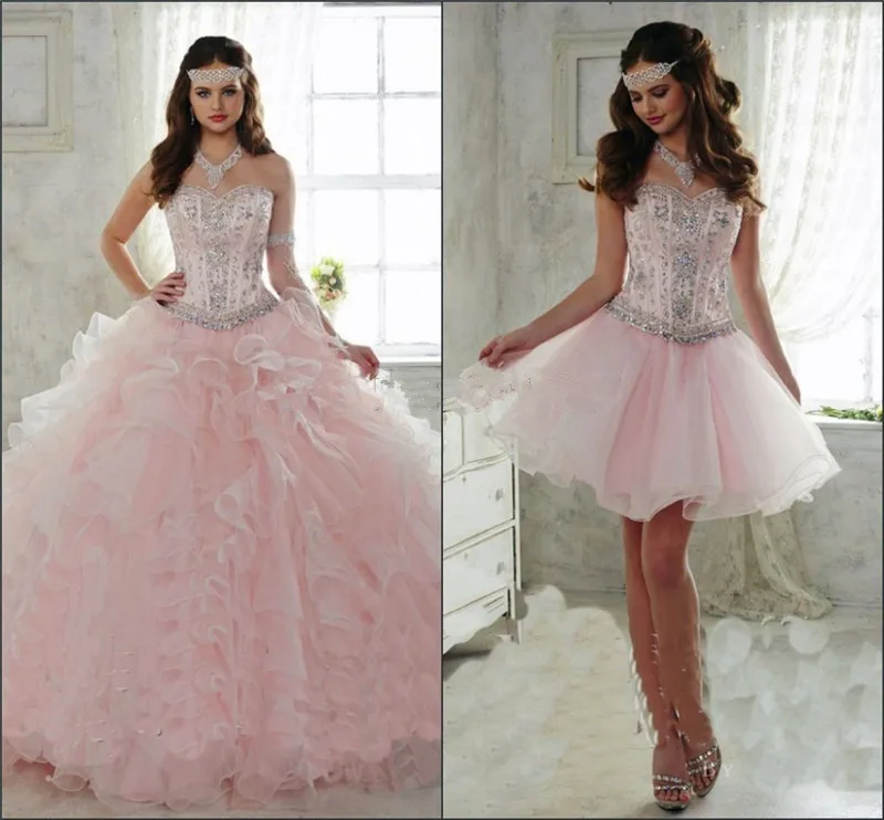 

Masquerade Ball Gown Vestido Longo Formatura Quinceanera gown Detachable Skirt 2018 Organza Beaded mother of the bride dresses