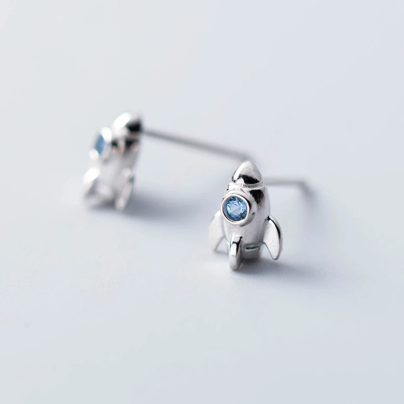 

Real 925 Sterling Silver Small CZ Stone Rocket Stud Earrings Birthday Gift for Girls Teen Lady Fashion Charm Jewelry (SE433)