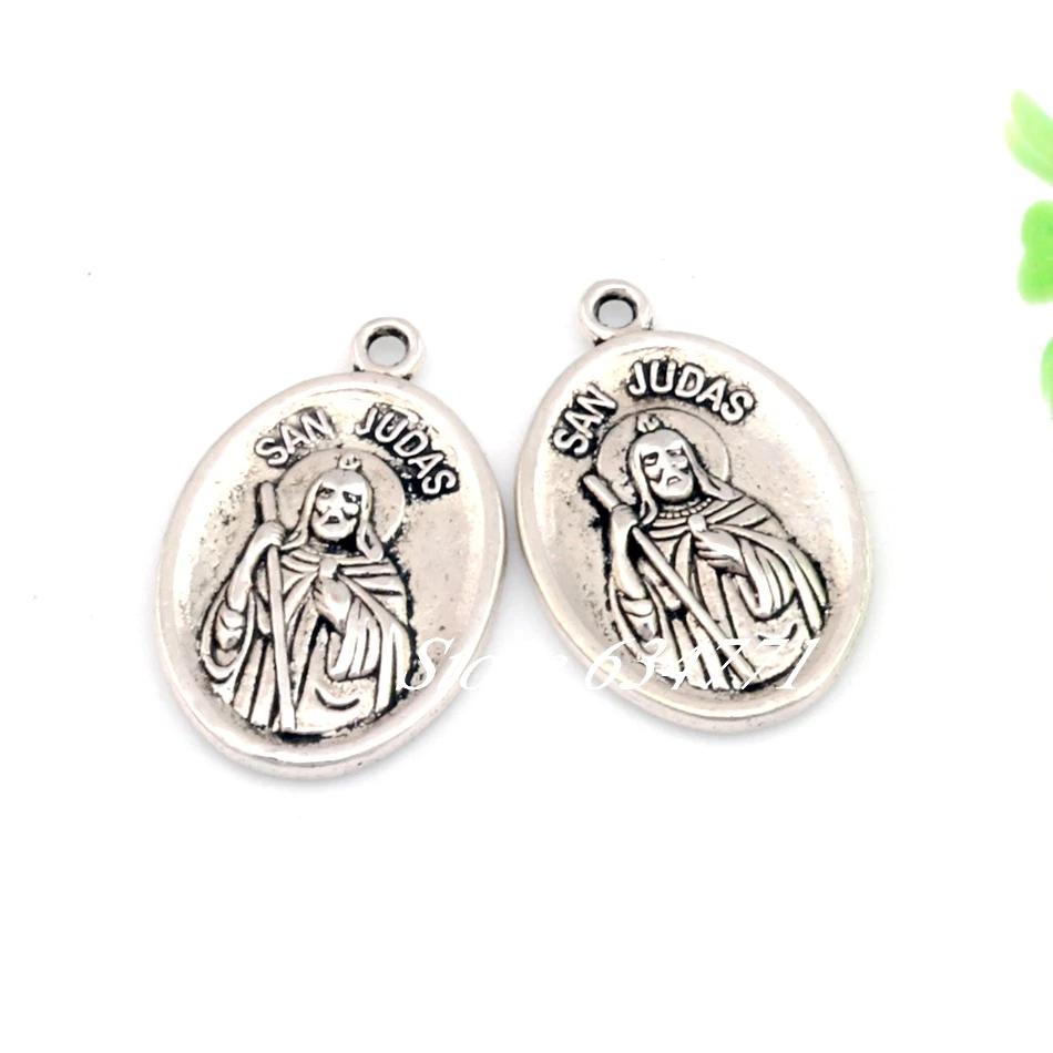 12Pcs San Judas Tadeo Charm Pendants For Jewelry Making Bracelet Necklace DIY Accessories 16x26mm A-450 3