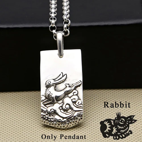 Для мужчин Для женщин кулон с драконом 925 пробы серебро этнические животных Зодиака Знаки ожерелья подвесной Рождественский подарок ювелирные украшения FP38 - Цвет камня: Rabbit