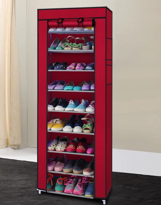 10 слоев холст нетканые регулируемая полка для обуви шкаф стоящий Хранения Организовать - Цвет: 10layers and9grids
