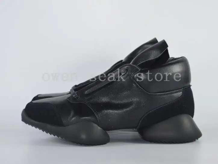 Owen Seak/Мужская обувь на подкове; роскошные кроссовки до щиколотки на шнуровке; ботинки из натуральной кожи; повседневные брендовые кроссовки на плоской подошве; Цвет черный, белый; большие размеры - Цвет: Коричневый