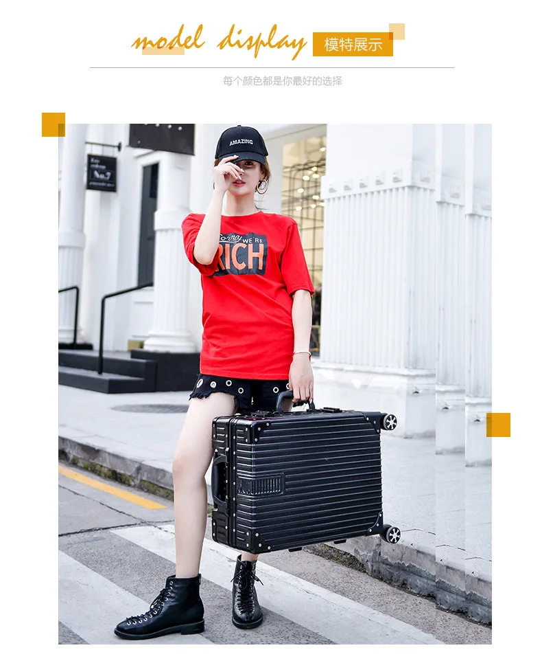 ZYJ Men Women Travel Trolley Luggages Hard Girls Aluminum Frame Alloy Business Rolling Airplane Luggage 20 24 29 Inch Suitcase (16)