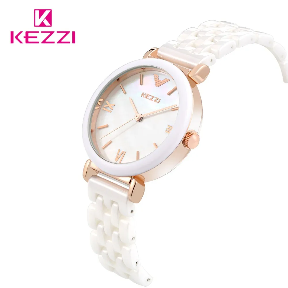 Kezzi женские кварцевые часы водонепроницаемые белые керамические часы люксовый бренд платье наручные часы для дам relogio feminino