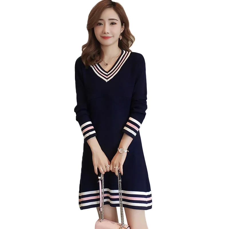 

Knitting Nursing Mini Dresses for Pregnant Woman Feeding Clothing Long Sleeve Maternity Breastfeeding Dress Pregnancy C486