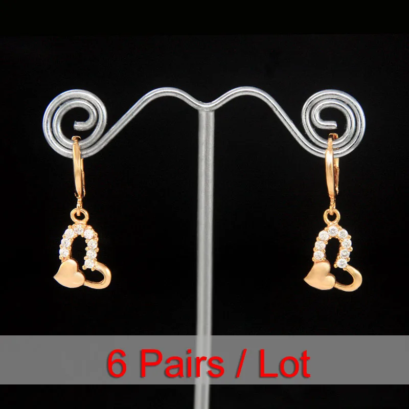 

6Pairs Heart Earings Gold Long Earrings For Women Boucle D'oreille Pendientes Largos Oorbellen Hangers Orecchini Pendenti E2548