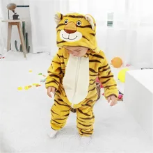 Кигуруми с тигром для малышей; Детский карнавальный костюм с животными из мультфильмов; теплый мягкий фланелевый нарядный зимний комбинезон; милая Пижама; боди; костюм