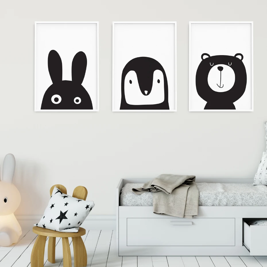 

Nordic Style Kids Decoration Boys Room Black White Posters and Prints Wall Picture for Living Room Wall Art Canvas Prints